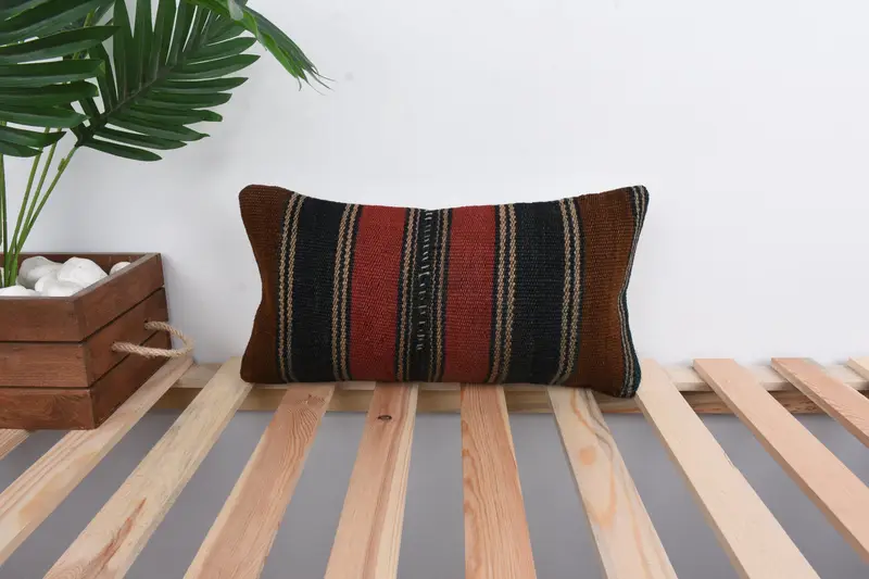Designer Throw Pillow Case, Kilim Pillow Cover, Ethnic Throw Pillow, 8x16 Red Pillow, Turkish Pillow, Vintage Pillow, Pillow, Oriental Pillow Cover - 1