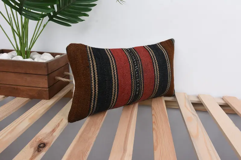 Designer Throw Pillow Case, Kilim Pillow Cover, Ethnic Throw Pillow, 8x16 Red Pillow, Turkish Pillow, Vintage Pillow, Pillow, Oriental Pillow Cover - 4