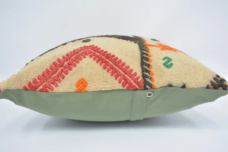 Retro Cushion, 16x16 Beige Pillow Sham, Yoga Pillow Sham, Home Decor Pillow, Cushion Cover, Kilim Pillow Cover, Pillow for Couch, Oriental Cushion - 5