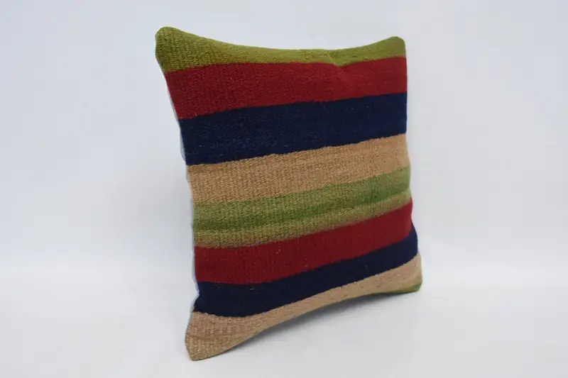 14x14 Red Cushion Cover, Handmade Kilim Cushion, Pillow Sham, Boho Pillow Sham Cover, Vintage Pillow, Decorative Throw Cushion Case - 3