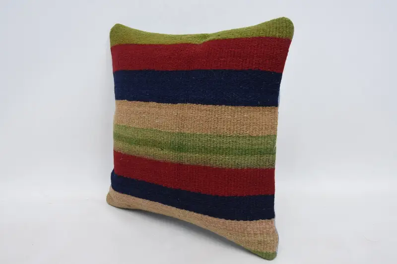 14x14 Red Cushion Cover, Handmade Kilim Cushion, Pillow Sham, Boho Pillow Sham Cover, Vintage Pillow, Decorative Throw Cushion Case - 4