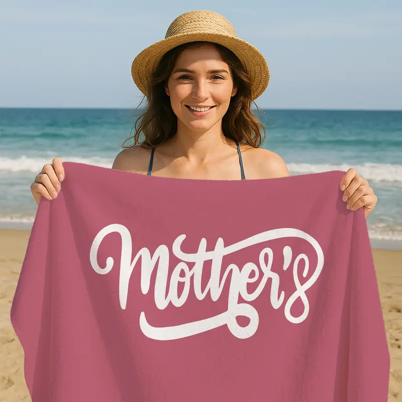 Modern Beach Towel for Weddings - Elegant and Personalized Script Design, Clean Look, Perfect Gift - 1