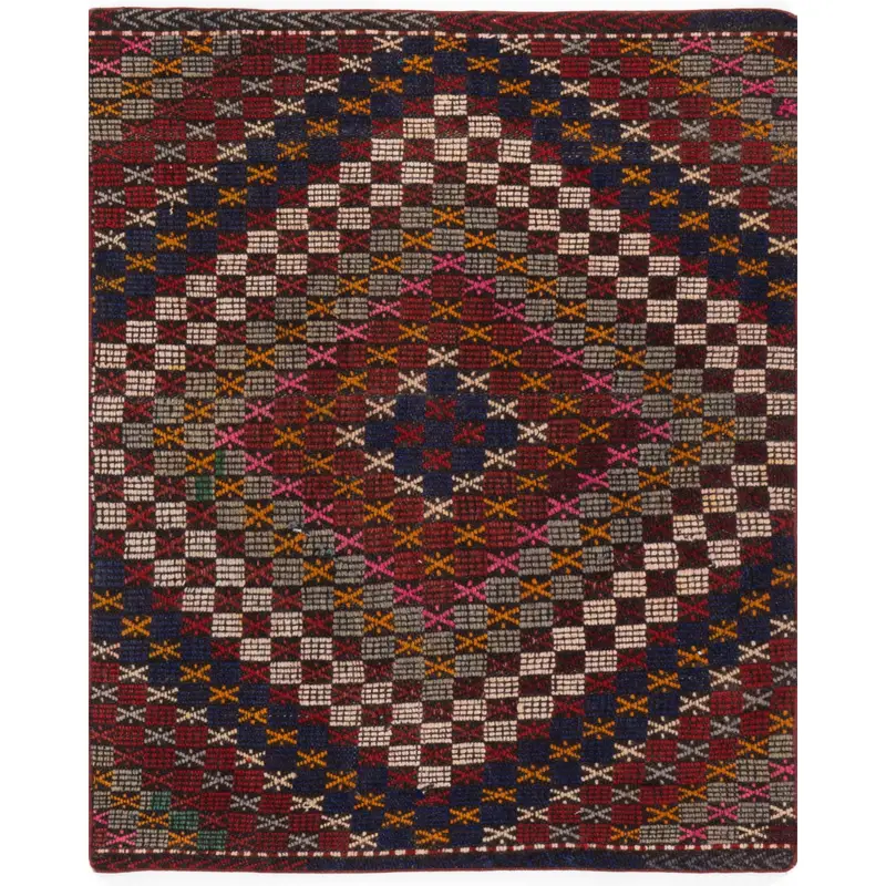 Kırmızı ve Mavi Halı, 2,8x5 ft Zarif Zemin Çözümü