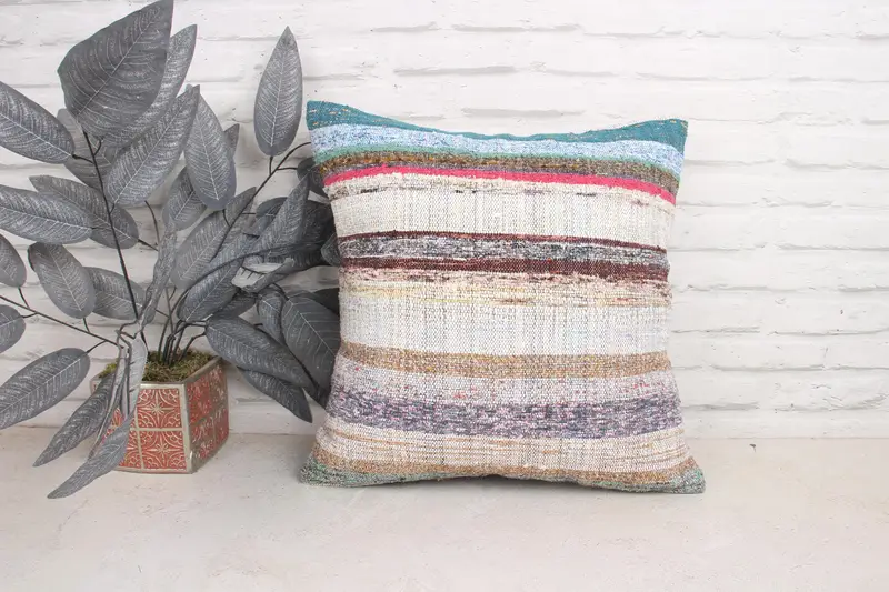 Crochet Pattern Cushion, Muted Pillow Sham, Antique Pillows, Pillow Cover, Pillow for Couch, Boho Pillow Sham Cover, 18x18 Purple Cushion Cover - 1