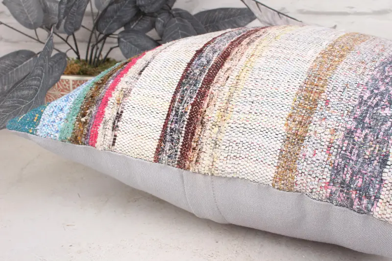 Crochet Pattern Cushion, Muted Pillow Sham, Antique Pillows, Pillow Cover, Pillow for Couch, Boho Pillow Sham Cover, 18x18 Purple Cushion Cover - 7