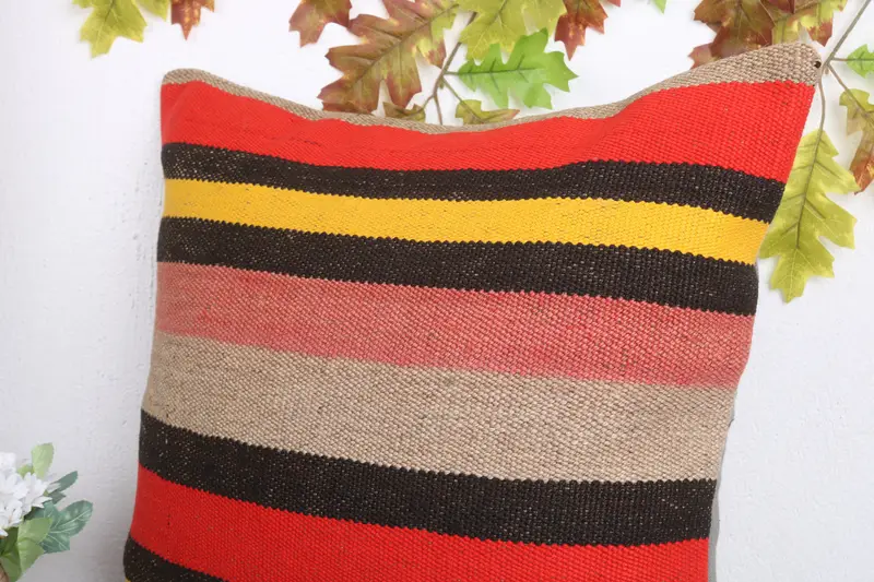 Vintage Pillow, Knitted Cushion Cover, Pillow, Pillow for Couch, Bohemian Cushion Pillow Case, Pillow for Sofa, 20x20 Red Pillow Cover - 5