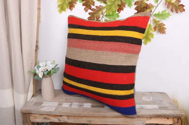 Vintage Pillow, Knitted Cushion Cover, Pillow, Pillow for Couch, Bohemian Cushion Pillow Case, Pillow for Sofa, 20x20 Red Pillow Cover - 4