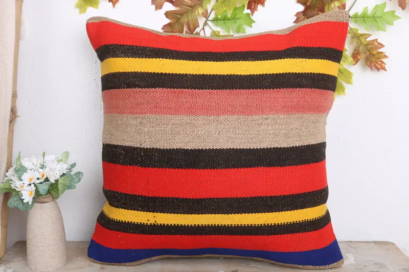 Vintage Pillow, Knitted Cushion Cover, Pillow, Pillow for Couch, Bohemian Cushion Pillow Case, Pillow for Sofa, 20x20 Red Pillow Cover - 2