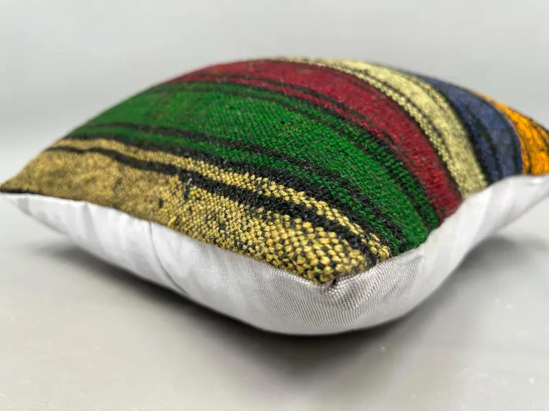 Kilim Pillow Cover, Cushion, 20x20 Yellow Pillow Case, Kilim Cushion Sham, Antique Pillows, Vintage Throw Pillow Case, Cozy Throw Pillow Sham - 6