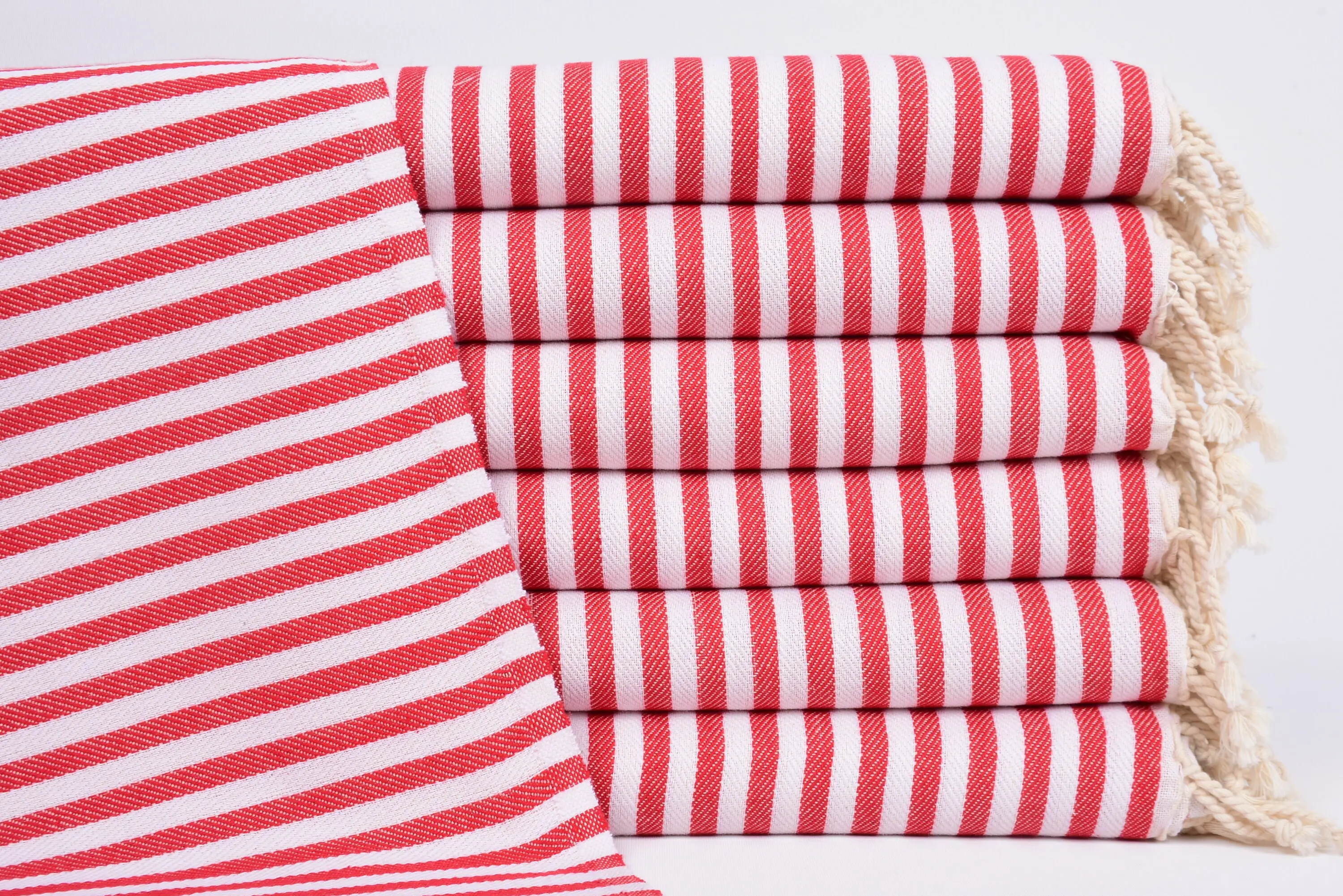 Gift For Mom Red Striped Dish Towel, 40x18 Inches, Organic Cotton - 1