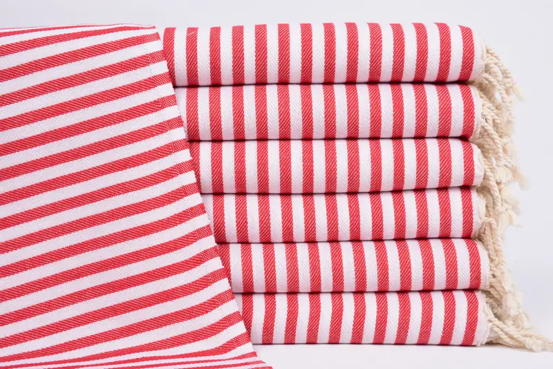 Gift For Mom Red Striped Dish Towel, 40x18 Inches, Organic Cotton