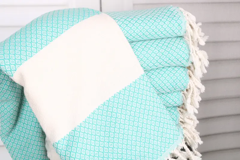 Monogrammed Turkish Beach Towel Green Cotton, 36x71 Inches