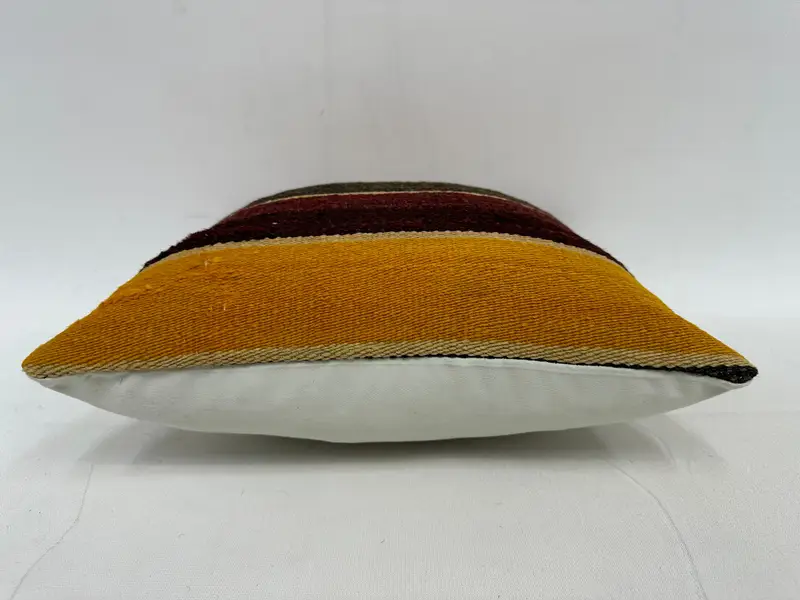 Vintage Kilim Pillow, Pattern Throw Cushion, Decorative Cushion Case, Antique Pillows, Cushion Cover, 14x14 Yellow Pillow Sham, Vintage Pillow - 5