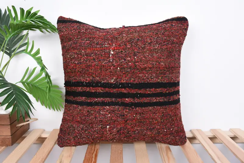 Pastel Pillow Cover, Vintage Kilim Pillow, 20x20 Red Cushion, Designer Throw Cushion Cover, Cushion Cover, Vintage Kilim Throw Pillow, Boho Pillow - 1