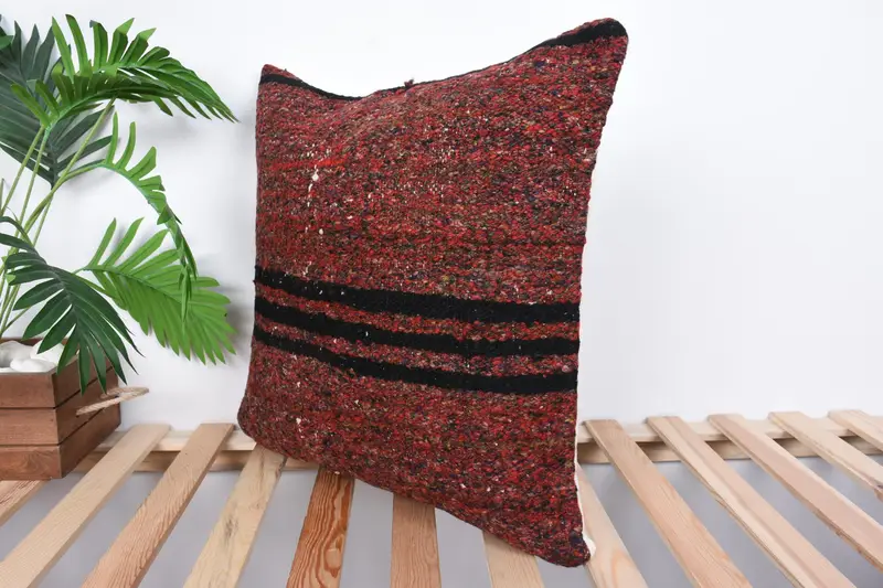 Pastel Pillow Cover, Vintage Kilim Pillow, 20x20 Red Cushion, Designer Throw Cushion Cover, Cushion Cover, Vintage Kilim Throw Pillow, Boho Pillow - 5