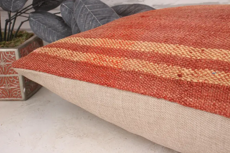 Home Decor Pillow, Morroccon Kilim Cushion Pillow Sham, Ethnical Kilim Rug Pillow, 16x24 Red Pillow Cover, Pillow Cover, Antique Pillows - 6