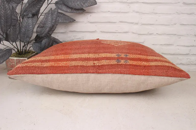 Home Decor Pillow, Morroccon Kilim Cushion Pillow Sham, Ethnical Kilim Rug Pillow, 16x24 Red Pillow Cover, Pillow Cover, Antique Pillows - 5