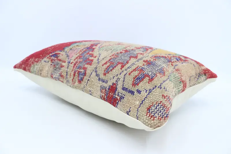 Nomadic Pillow Case, Boho Pillow Sham Cover, 16x24 Red Pillow Sham, Sustainable Pillow Cover, Pillow for Couch, Cushion, Vintage Kilim Throw Pillow - 6