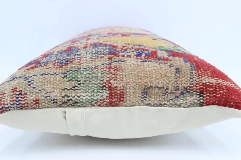 Nomadic Pillow Case, Boho Pillow Sham Cover, 16x24 Red Pillow Sham, Sustainable Pillow Cover, Pillow for Couch, Cushion, Vintage Kilim Throw Pillow - 5