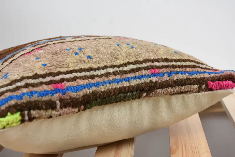 Accent Throw Pillow Case, Home Decor Pillow, Boho Pillow Sham Cover, Pillow, Colorful Cushion Case, Throw Kilim Pillow, 12x12 Brown Pillow Cover - 7