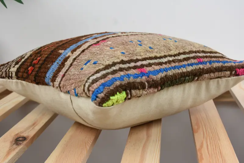 Accent Throw Pillow Case, Home Decor Pillow, Boho Pillow Sham Cover, Pillow, Colorful Cushion Case, Throw Kilim Pillow, 12x12 Brown Pillow Cover - 6