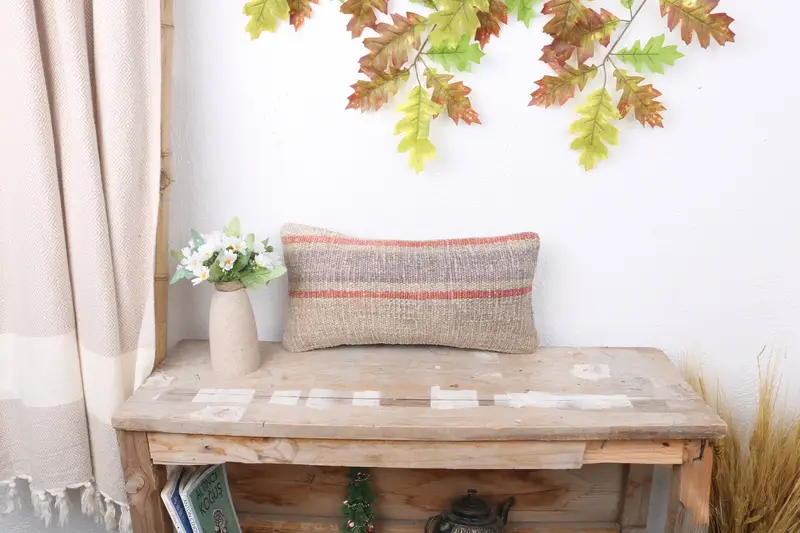 8x16 Beige Pillow, Interior Designer Pillow, Shabby Chic Cushion, Vintage Kilim Throw Pillow, Toss Pillow, Pillow, Handmade Kilim Cushion - 1