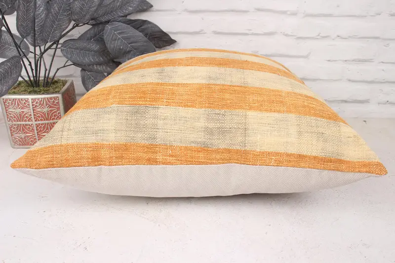 Pillow Cover, Turkish Pillow, 18x18 Orange Cushion, Pillow for Sofa, Ethnic Pillow Cover Pillow Sham, Ethnical Kilim Rug Pillow - 5