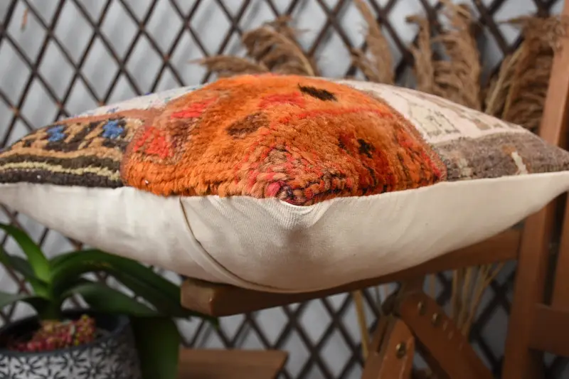 Sofa Cushion, Bolster Pillow, 14x14 Blue Cushion Case, Antique Pillows, Pillow Sham, Vintage Kilim Throw Pillow, Turkish Kilim Pillow - 6