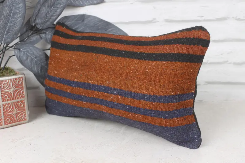 Boho Pillow, Vintage Kilim Throw Pillow, 8x16 Blue Cushion, Gift Pillow, Handmade Pillow Cover, Sofa Pillow, Colorful Pillow Case, Pillow - 3
