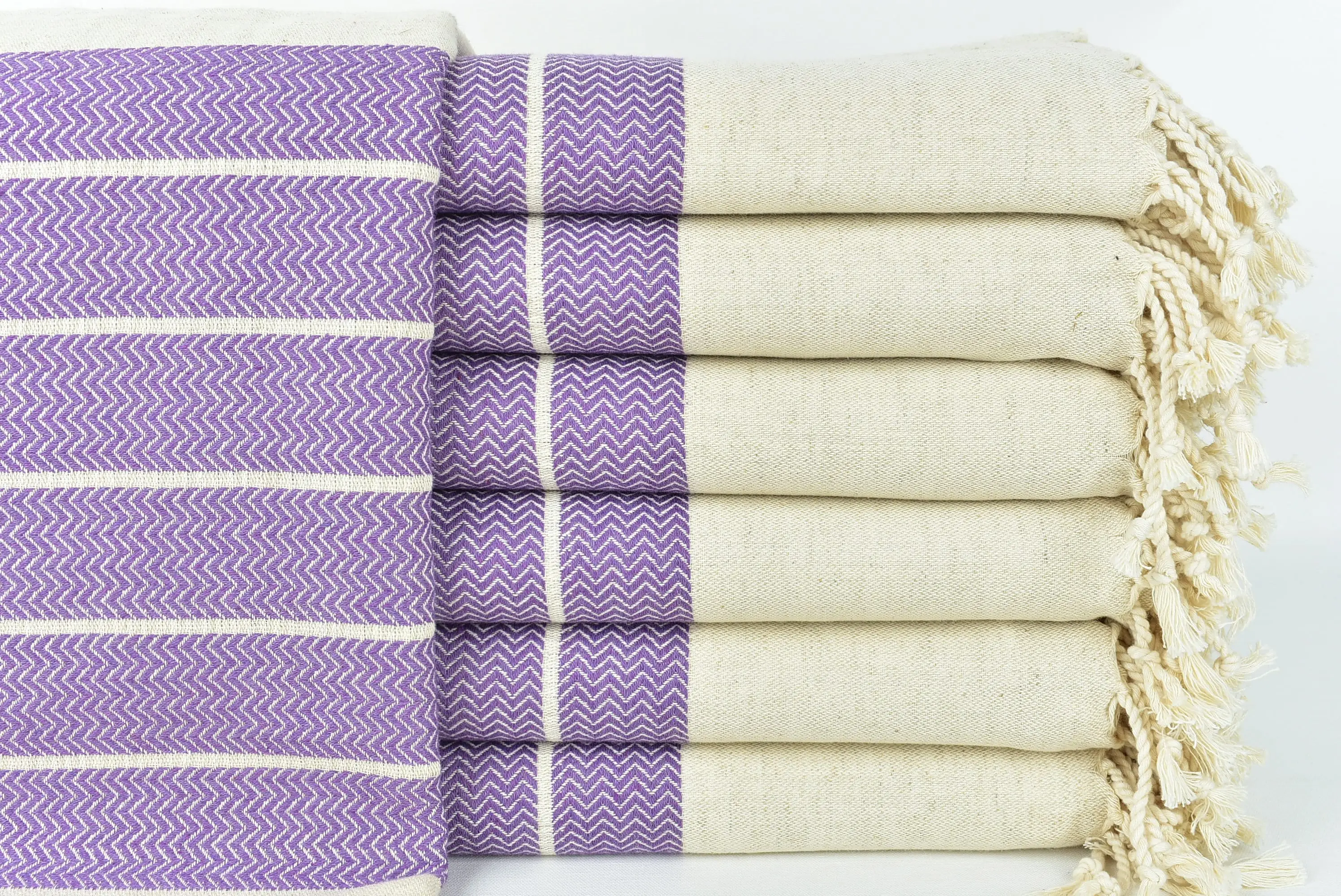 Monogram Beach Towel Custom Lilac Chevron Turkish Cotton, 40x67 Inches - 1