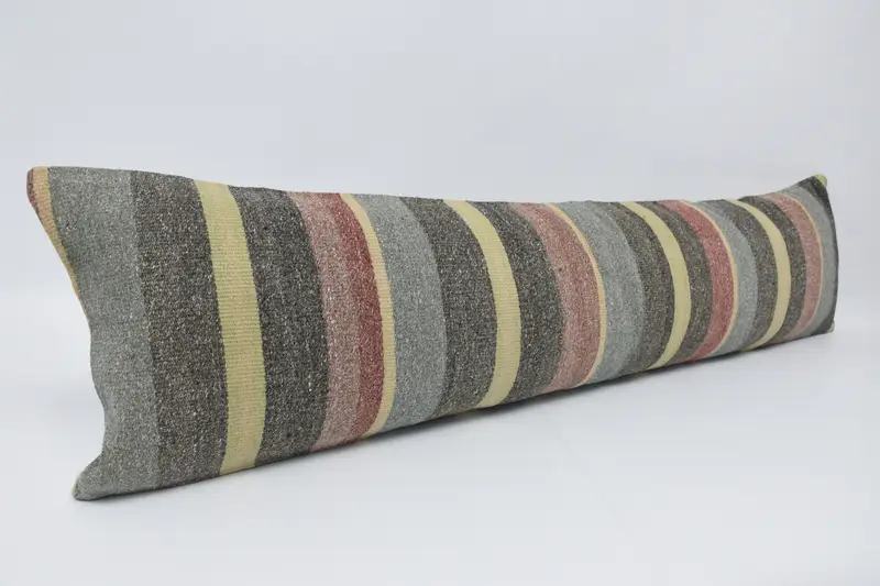 Pillow Cover, Ethnic Throw Pillow, Turkish Kilim Pillow, Kilim Rug Pillow Case, Antique Pillows, 12x48 Blue Cushion Cover, Home Decor Pillow - 3