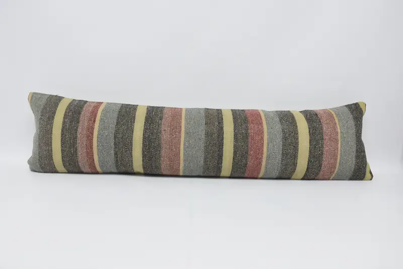 Pillow Cover, Ethnic Throw Pillow, Turkish Kilim Pillow, Kilim Rug Pillow Case, Antique Pillows, 12x48 Blue Cushion Cover, Home Decor Pillow - 1