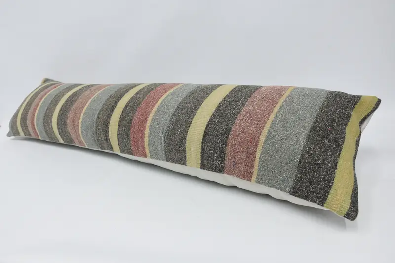 Pillow Cover, Ethnic Throw Pillow, Turkish Kilim Pillow, Kilim Rug Pillow Case, Antique Pillows, 12x48 Blue Cushion Cover, Home Decor Pillow - 5