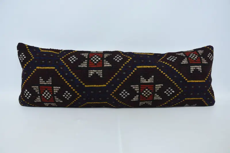 Turkish Coastal Pillow Sham, Wool Moroccan 16x48 inch Purple Pillow - 1