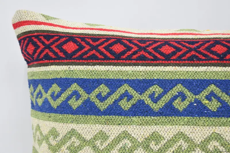 Vintage Pillow, Armchair Cushion Cover, 16x24 Green Cushion, Morroccon Kilim Cushion Cushion Case, Pillow for Couch, Pillow Sham, Gift Pillow - 2