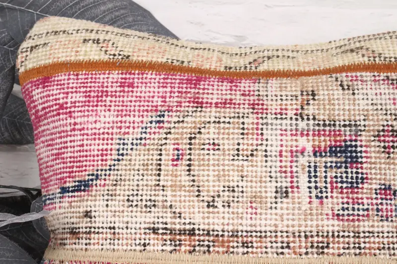 Turkish Pillow, Cushion, Boho Chic Cushion Case, 16x16 Beige Cushion Case, Boho Pillow Sham Cover, Nomadic Cushion, Ethnical Kilim Rug Pillow - 2