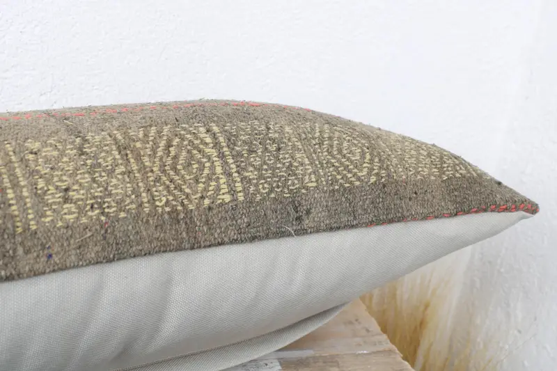 Turkish Kilim Pillow, Vintage Kilim Pillow, 12x36 Brown Pillow, Turkish Rugs Pillow Cover, Pillow, Toss Cushion, Car Pillow Cover, Pillow for Couch - 6