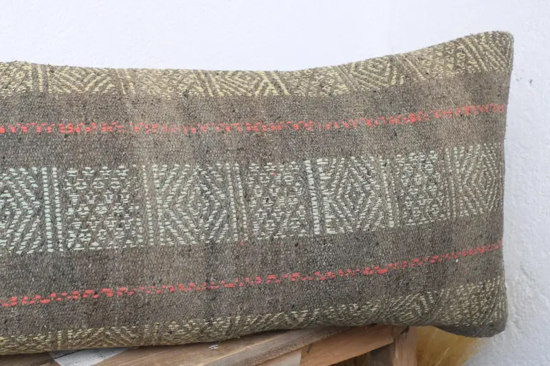 Turkish Kilim Pillow, Vintage Kilim Pillow, 12x36 Brown Pillow, Turkish Rugs Pillow Cover, Pillow, Toss Cushion, Car Pillow Cover, Pillow for Couch - 5