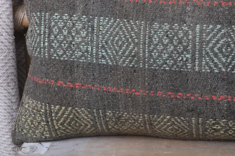 Turkish Kilim Pillow, Vintage Kilim Pillow, 12x36 Brown Pillow, Turkish Rugs Pillow Cover, Pillow, Toss Cushion, Car Pillow Cover, Pillow for Couch - 3