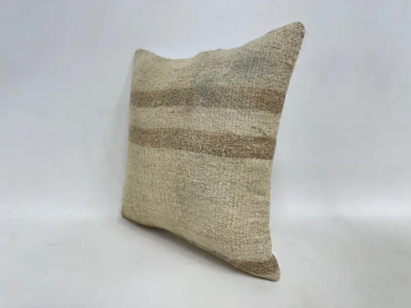 Decorative Bolster Cushion Cover, Cushion Case, Kilim Pillow, 16x16 Beige Cushion Cover, Boho Pillow, Colorful Pillow Cover, Antique Pillows - 4