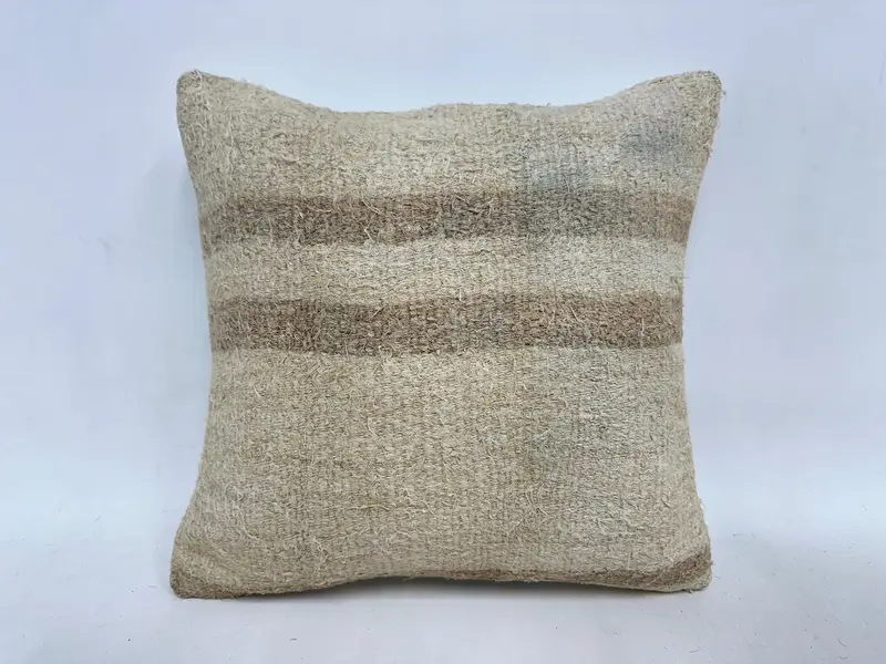 Decorative Bolster Cushion Cover, Cushion Case, Kilim Pillow, 16x16 Beige Cushion Cover, Boho Pillow, Colorful Pillow Cover, Antique Pillows - 1