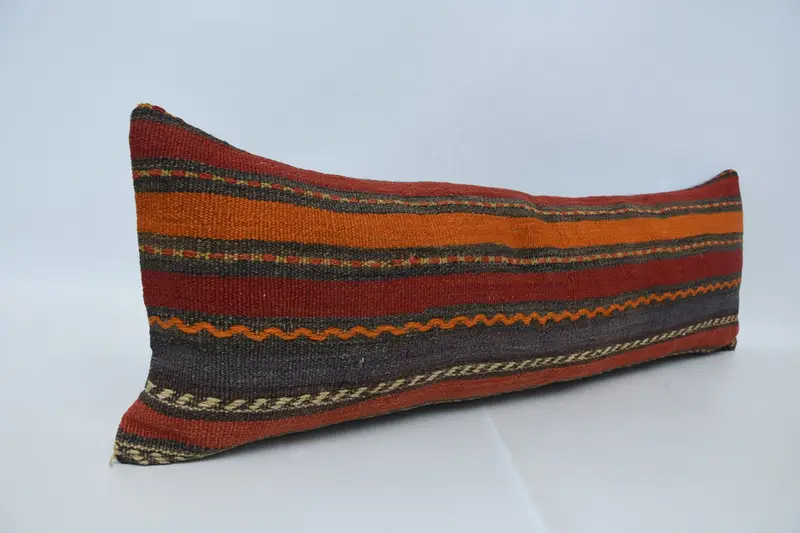 Pillow Cover, 12x36 Red Cushion Cover, Turkish Pillow, Vintage Kilim Throw Pillow, Handmade Pillow, Vintage Cushion Case, Gift Pillow - 3