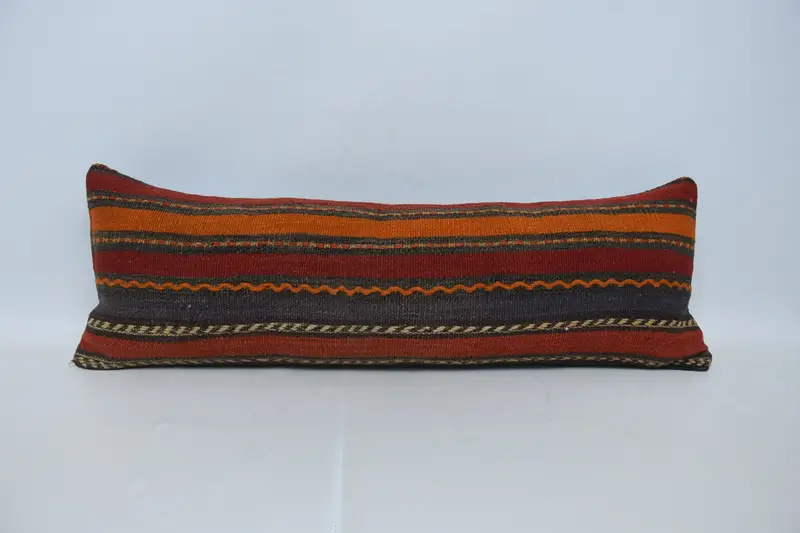 Pillow Cover, 12x36 Red Cushion Cover, Turkish Pillow, Vintage Kilim Throw Pillow, Handmade Pillow, Vintage Cushion Case, Gift Pillow - 1
