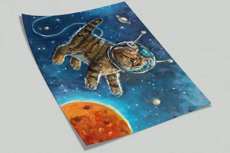 Bright Wall Paper, Kids Wall Decor, 3d Wall Paper, Galaxy Wall Poster, Space Wall Decor, Paper Wall Art, , Abstract Cat Wall Decor, - 8