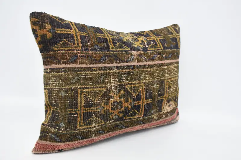 Pillow Cover, Vintage Kilim Throw Pillow, Turkish Pillow, Gift Pillow, Decorative Bolster Cushion, 20x28 Brown Pillow Sham, Seat Cushion Cover - 3