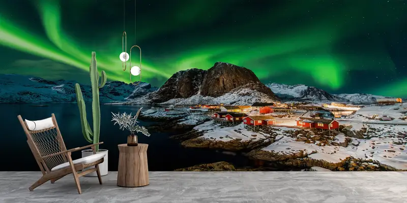 Bezaubernde Nordlichter-Lofoten-Tapete – bedruckte Himmelslandschaft