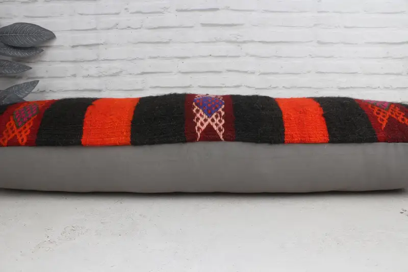 Turkish Pillow, Bright Pillow Case, Customized Cushion, 16x48 Red Cushion Cover, Interior Designer Pillow, Cushion, Throw Kilim Pillow - 5
