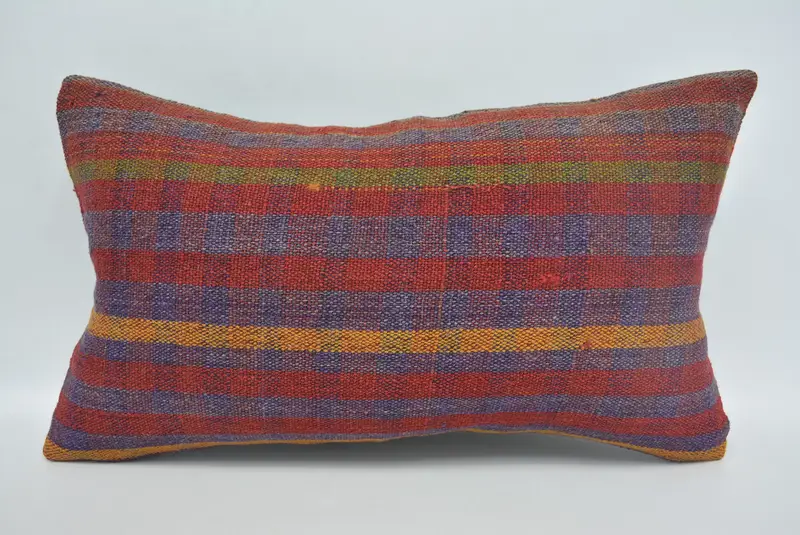 Outdoor Throw Pillow Sham, Antique Pillows, Pillow for Sofa, Cushion, Comfy Throw Pillow Case, 12x20 Red Cushion Cover, Handmade Kilim Cushion - 1