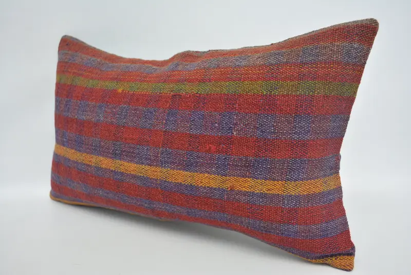 Outdoor Throw Pillow Sham, Antique Pillows, Pillow for Sofa, Cushion, Comfy Throw Pillow Case, 12x20 Red Cushion Cover, Handmade Kilim Cushion - 4