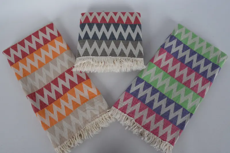 Sand-Resistant Peshtemal, Bridesmaid Gifts Personalized, Organic Turkish towel, 70x40 Cotton Zigzag Design Towel, Travel towel, Gifts For Him - 8